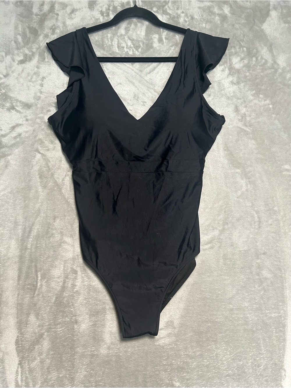 Summersalt Black Ruffle Shoulder One-Piece Swimsuit